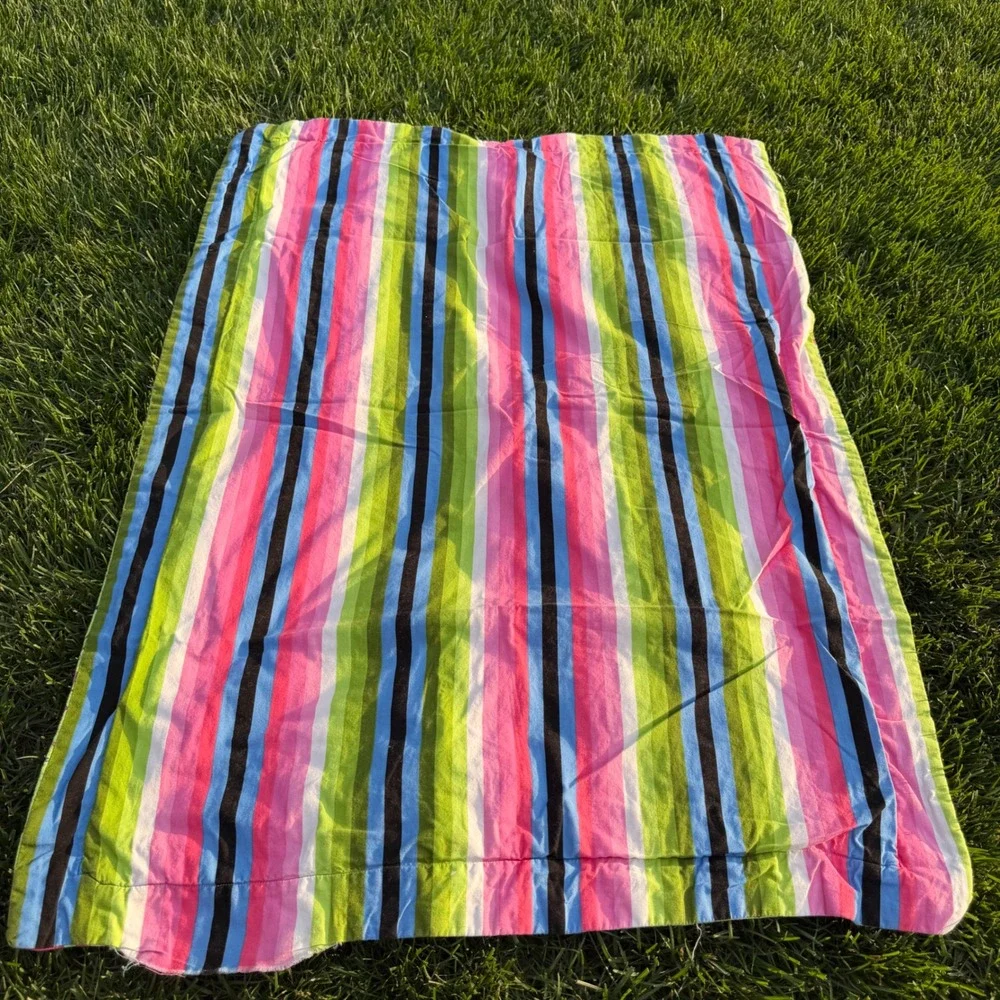 Handmade Monster Character Quilted Baby Blanket Colorful Striped Reverse 27x38
